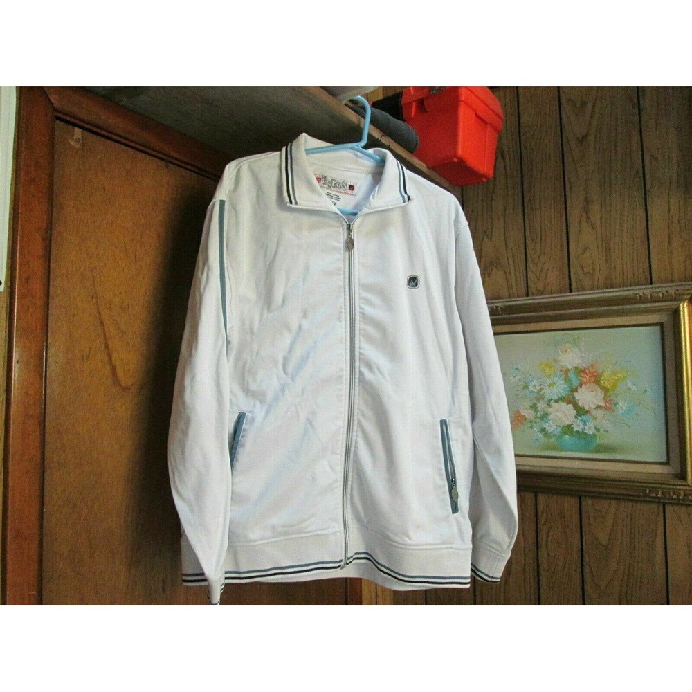 Mens Athletic Jacket White Zip Up Size M Medium